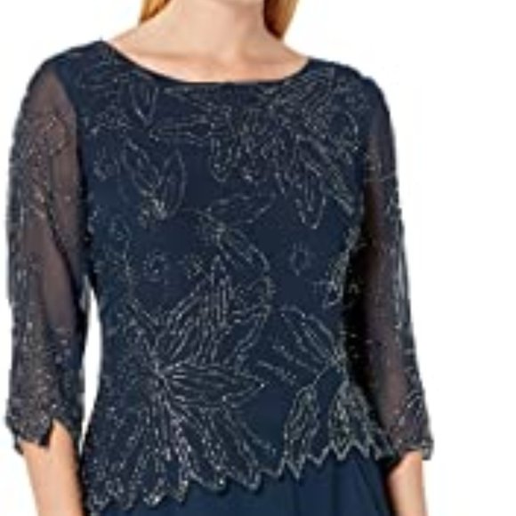 J Kara Women's Petite Floral Beaded Gown